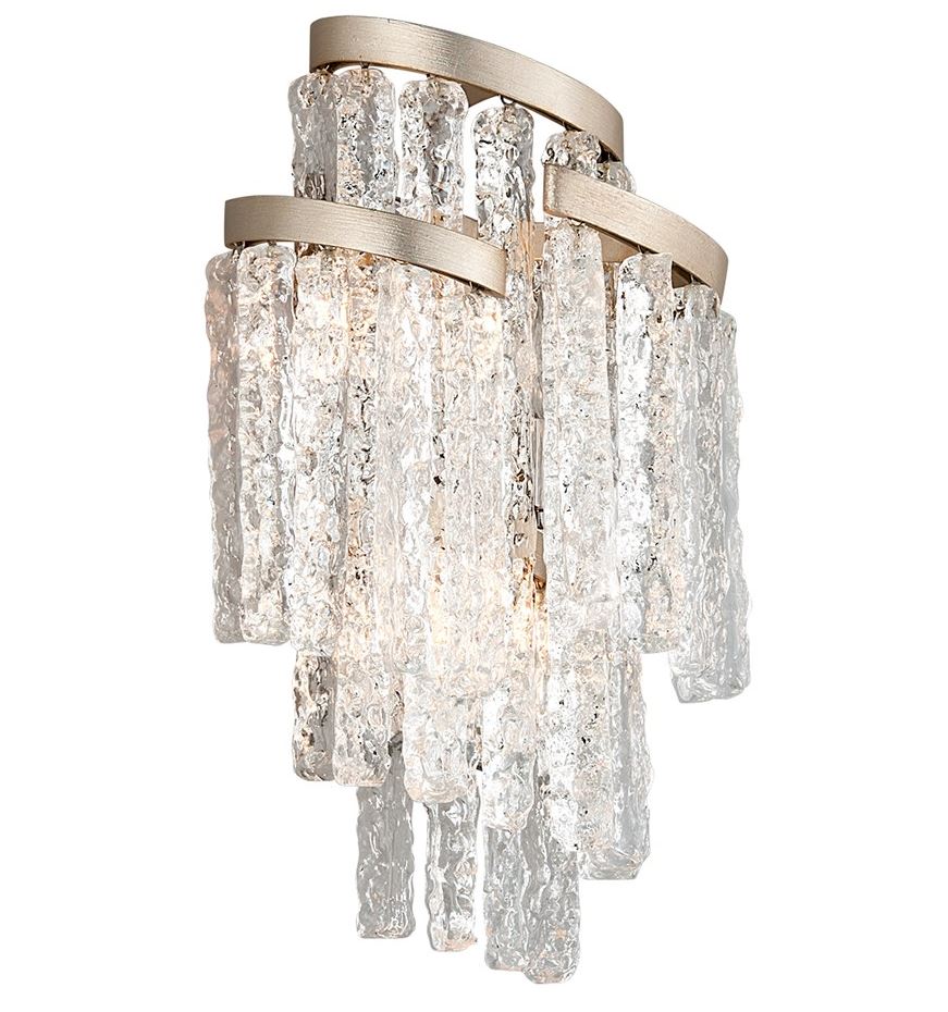 Corbett Mont Blanc Wall Light in Silver Leaf