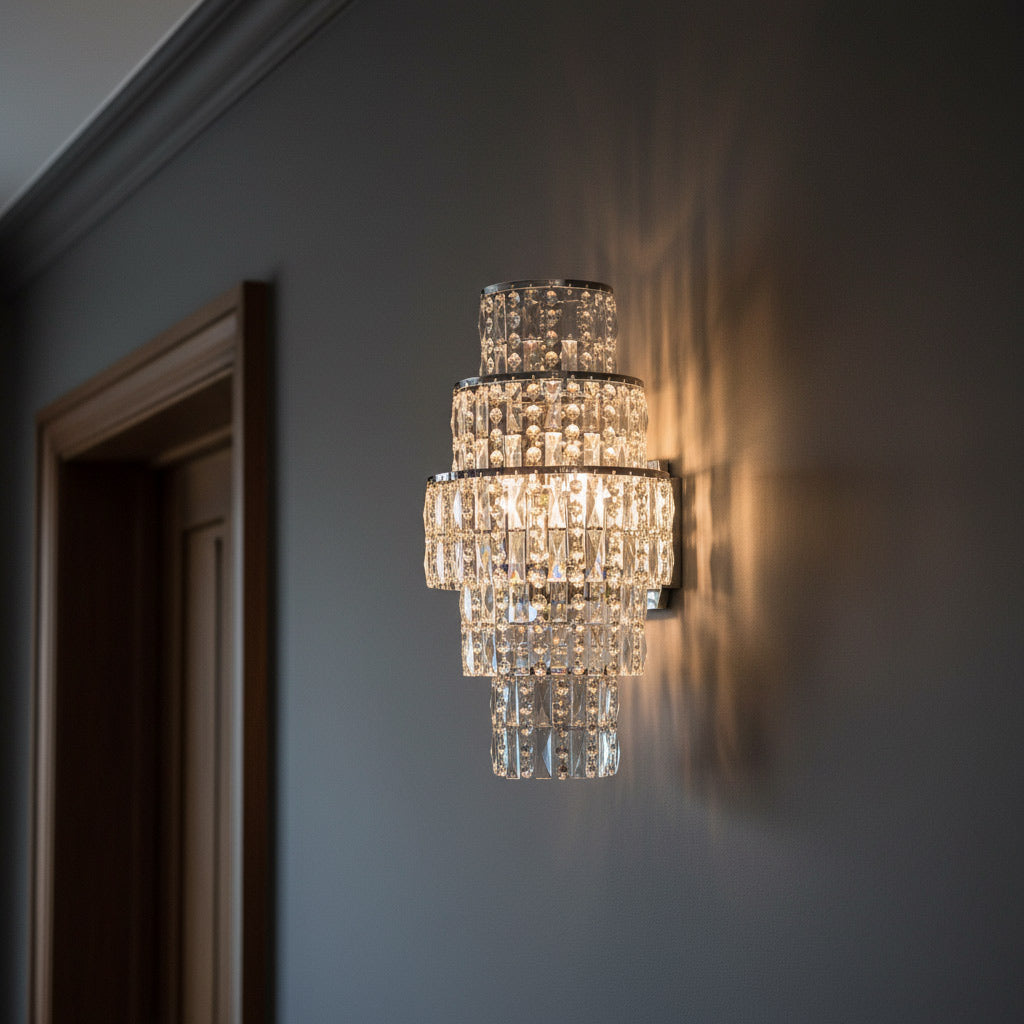 Impex New York 3 Light Wall Light in Polished Chrome with Crystal
