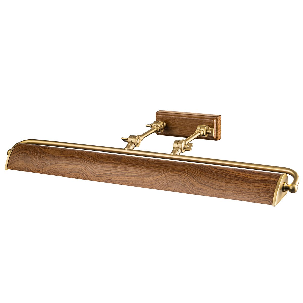Elstead Winchfield Large 4 Light Picture Light in Aged Brass with Oak Effect