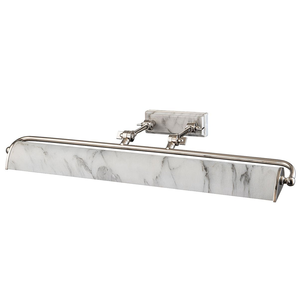 Elstead Winchfield Large 4 Light Picture Light Polished Nickel with White Marble Effect