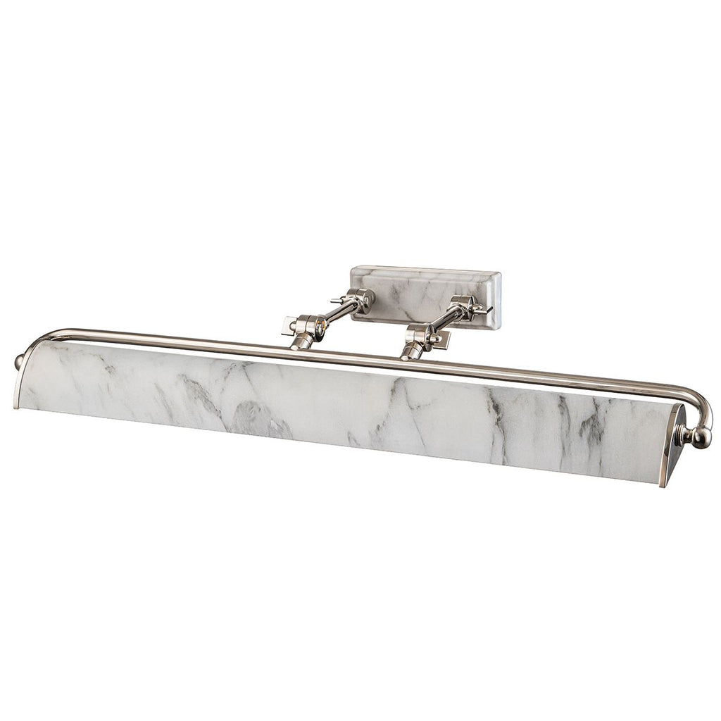 Elstead Winchfield Large 4 Light Picture Light Polished Nickel with White Marble Effect
