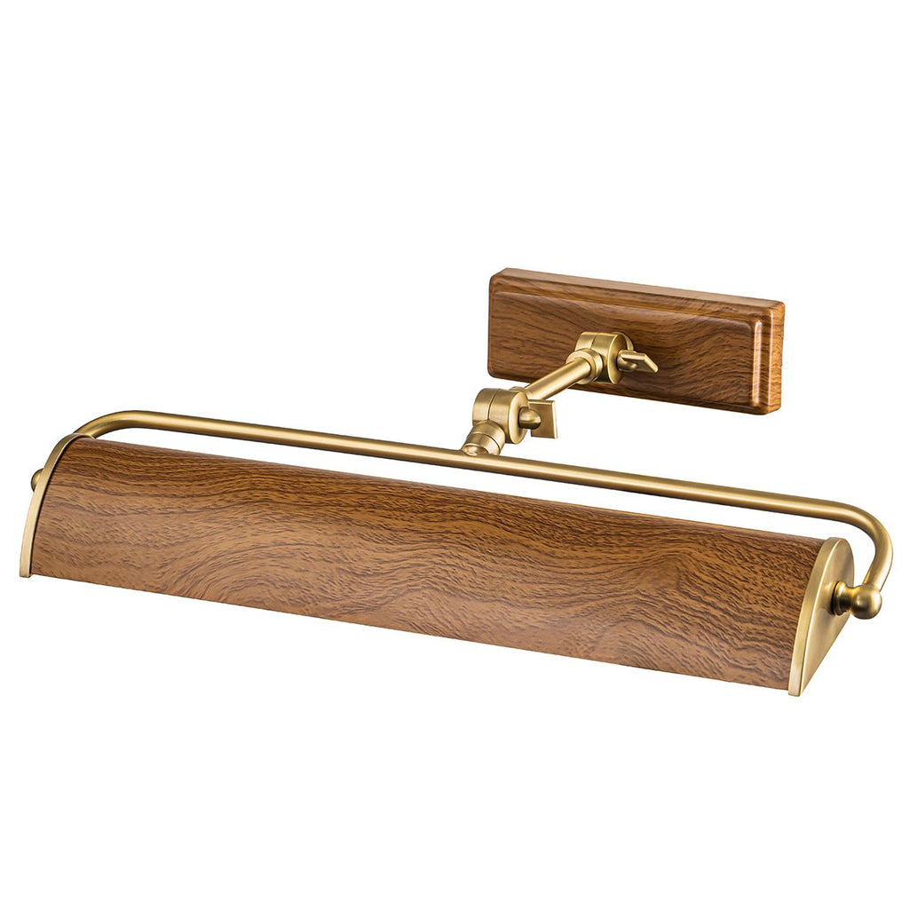Elstead Winchfield 2 Light Picture Light Medium in Aged Brass with Oak Effect