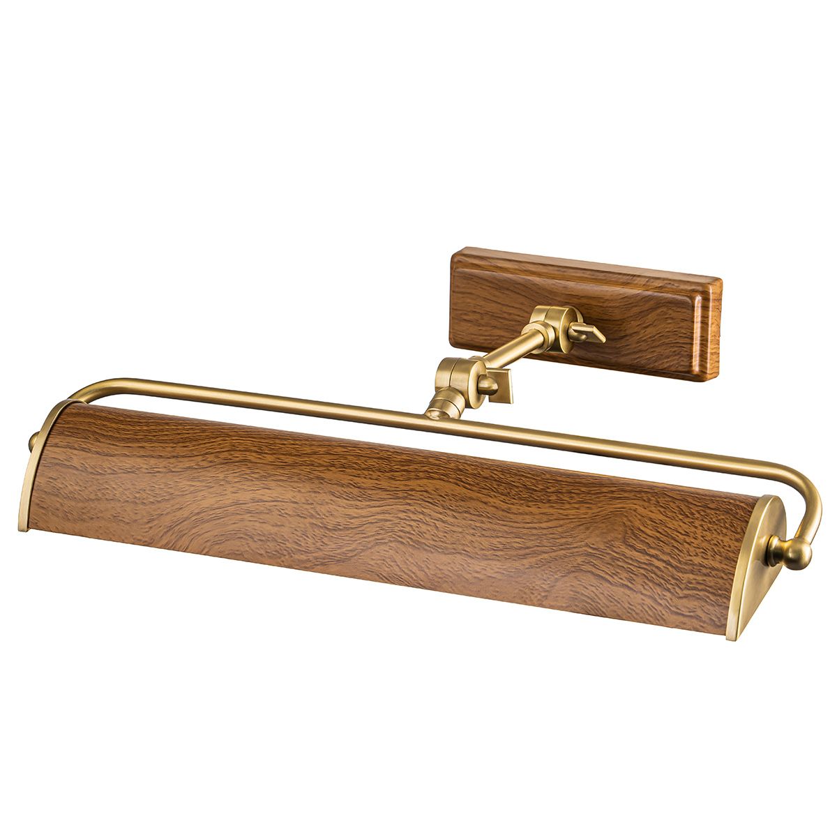 Elstead Winchfield 2 Light Picture Light Medium in Aged Brass with Oak Effect