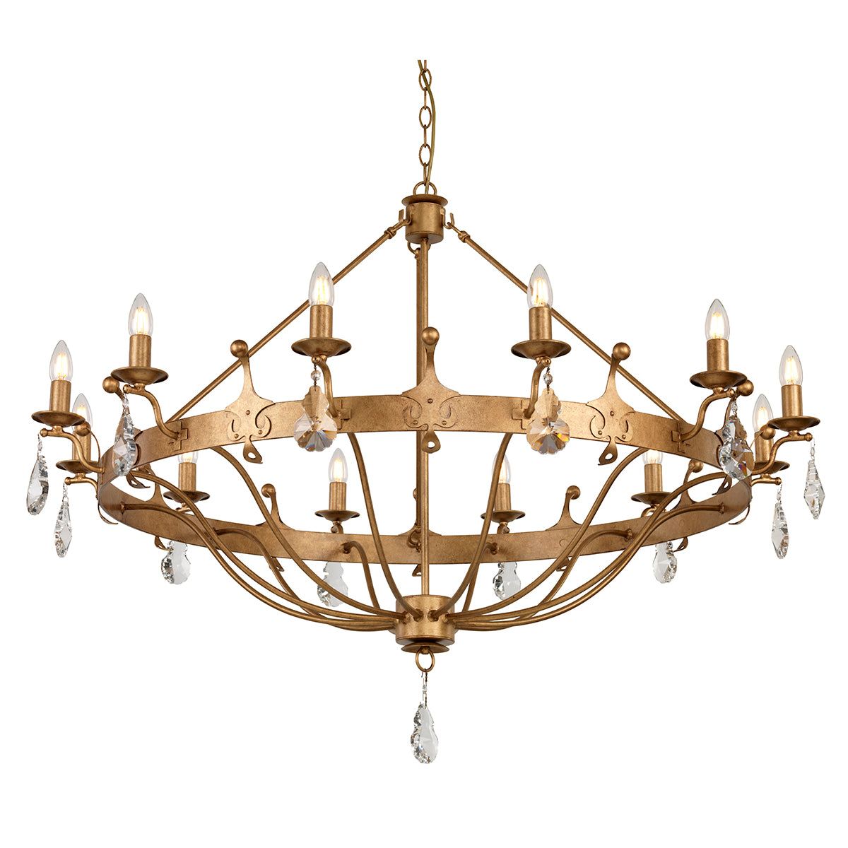 Elstead Windsor 12 Light Chandelier in Gold Patina