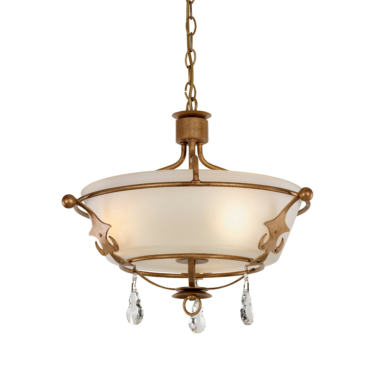Elstead Windsor Semi Flush Ceiling Light in Gold Patina