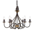 Elstead Windermere 6 Light Chandelier in Rust and Gold