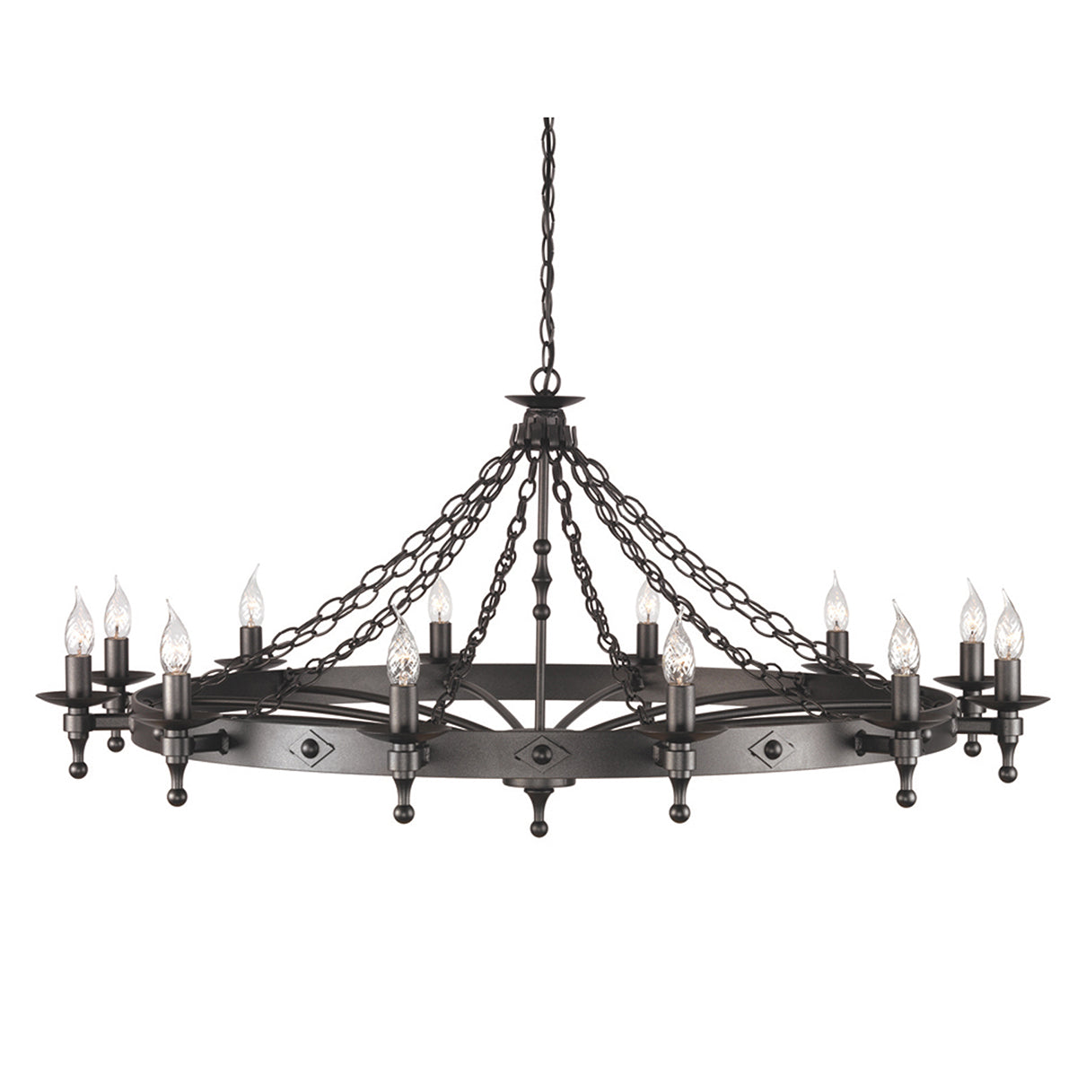 Elstead Warwick 12 Light Hand Crafted Chandelier in Black Graphite