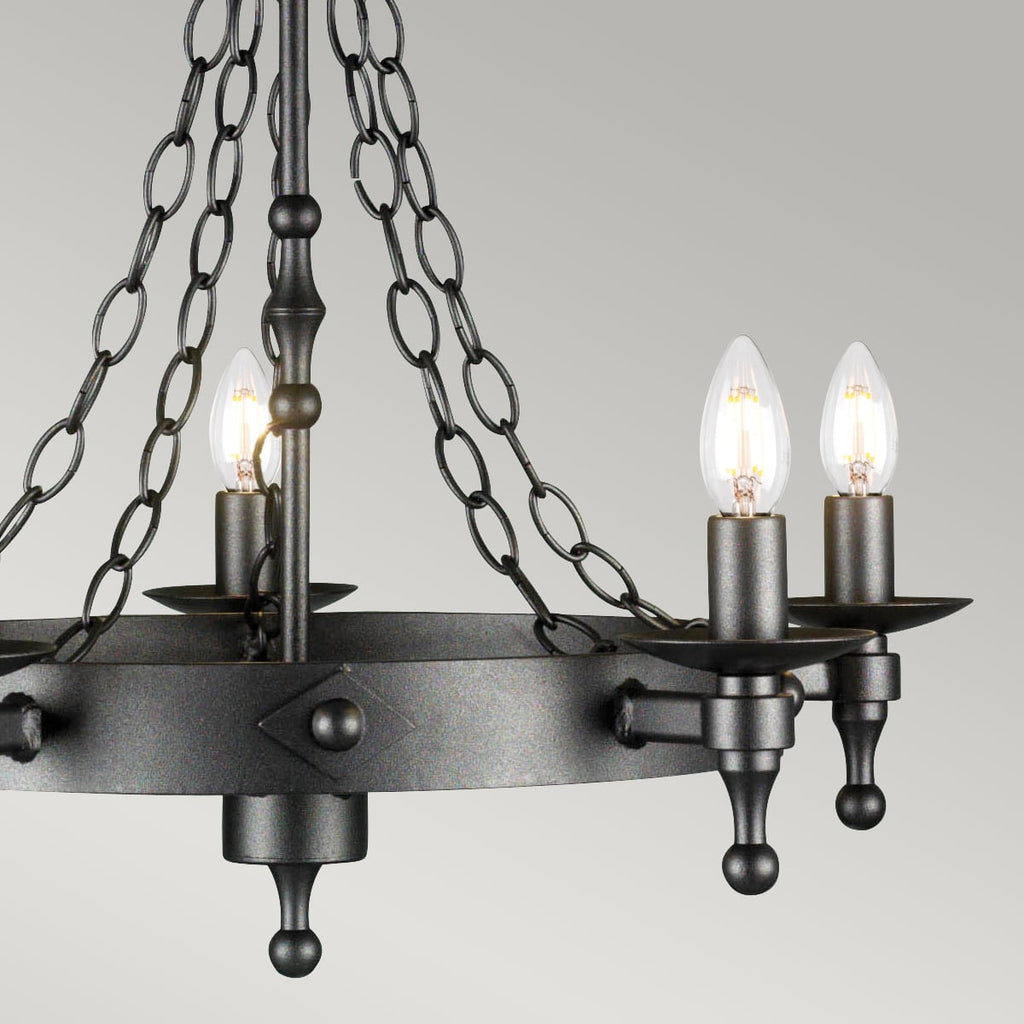 Elstead Warwick 5 Light Ceiling Light in Graphite, detail