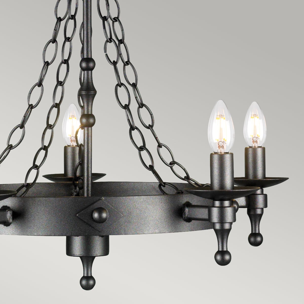 Elstead Warwick 5 Light Ceiling Light in Graphite, detail