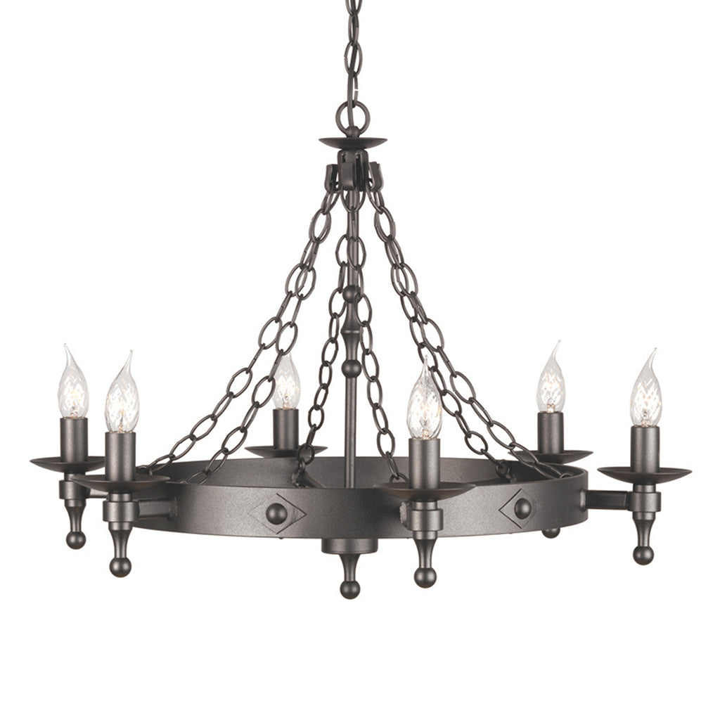 Elstead Warwick 6 Light Chandelier in Graphite Black