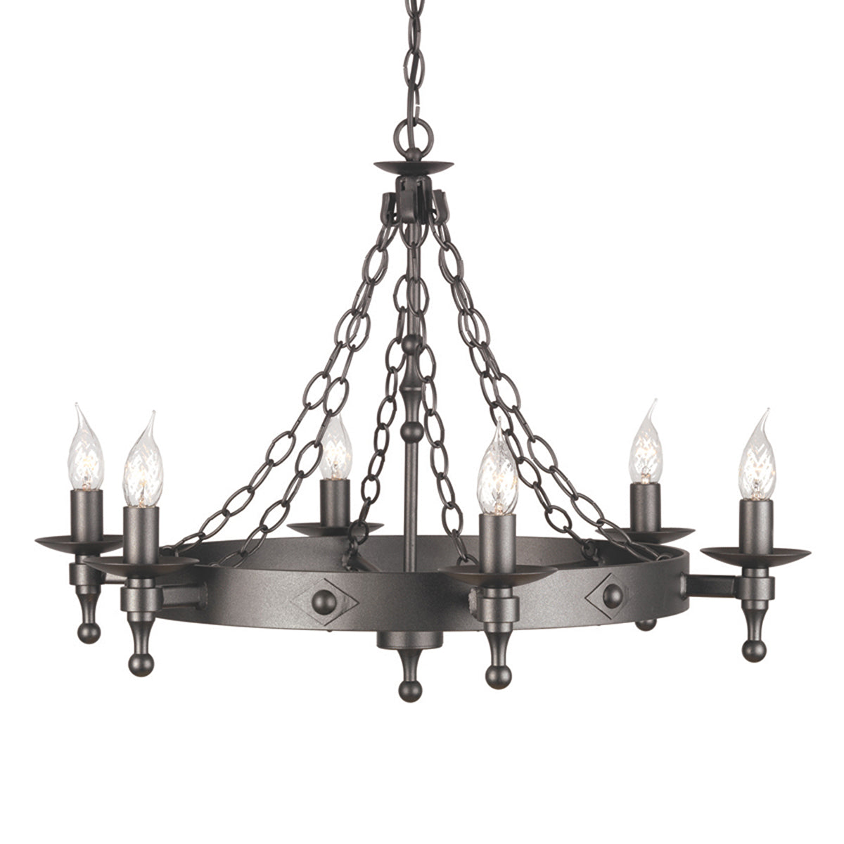 Elstead Warwick 6 Light Chandelier in Graphite Black