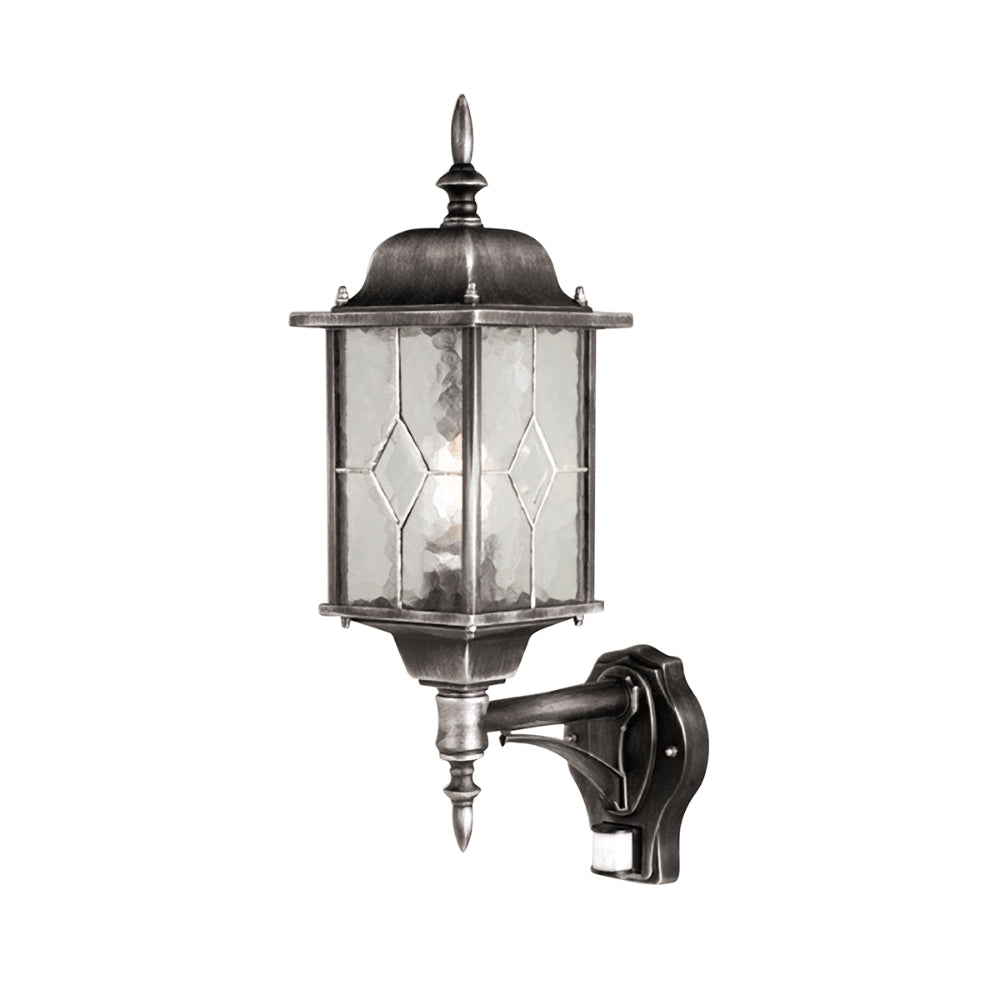 Elstead Wexford 1 Light Outdoor Wall Lantern with PIR in Black/Silver