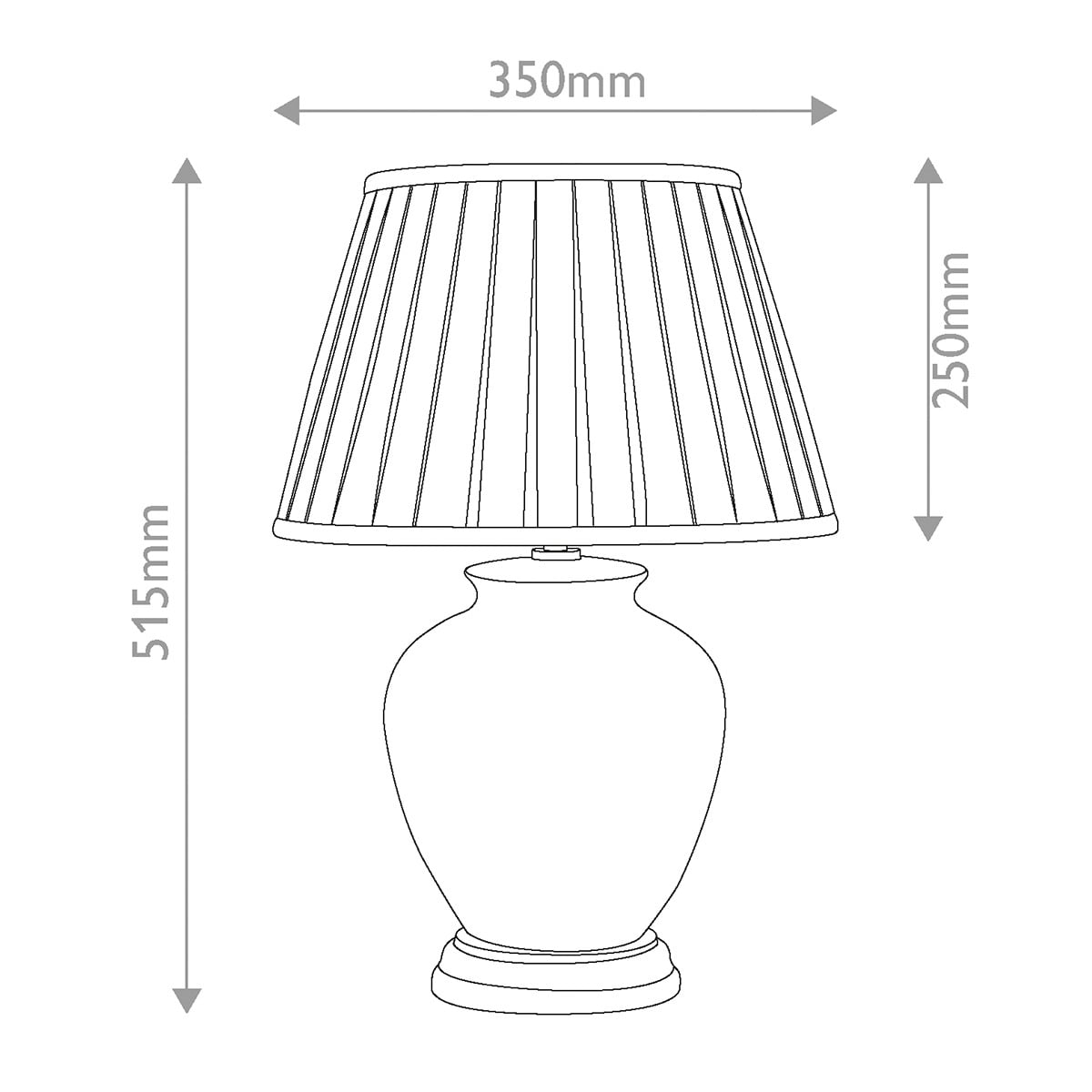 Elstead Yellow Flowers Table Lamp - dimensions