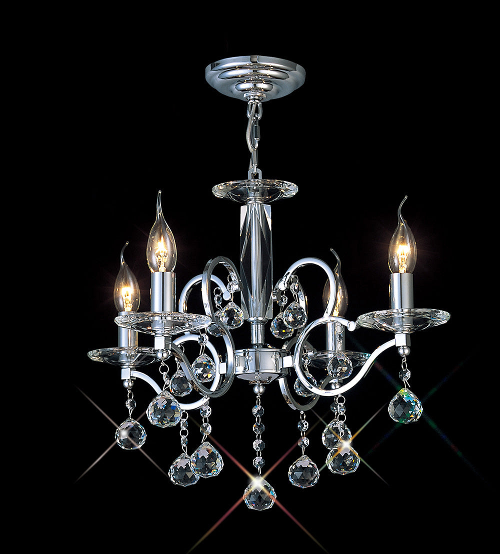 Diyas Zinta 4 Light Pendant Light in Polished Chrome with Crystal