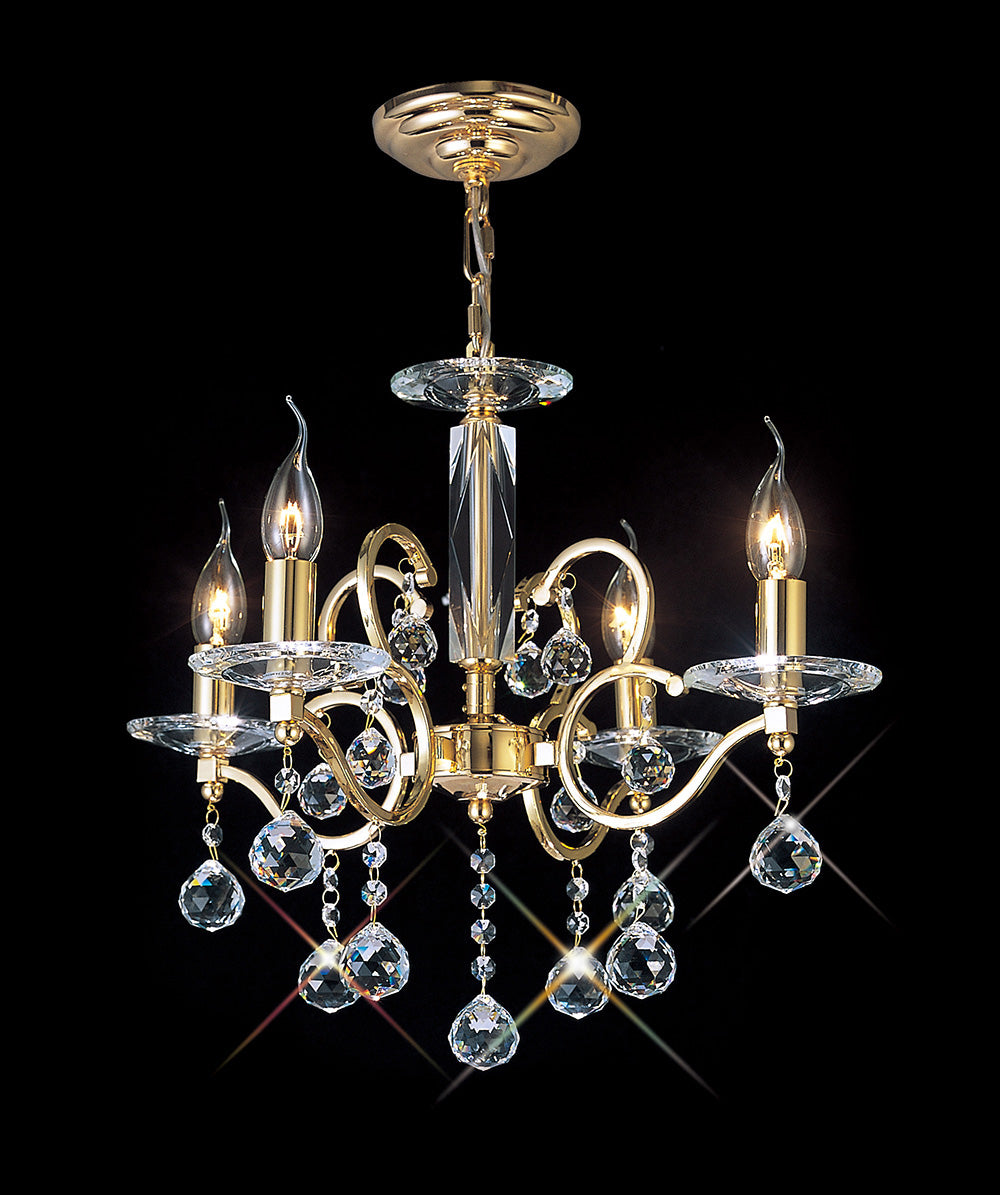 Diyas Zinta 4 Light Crystal Chandelier in French Gold